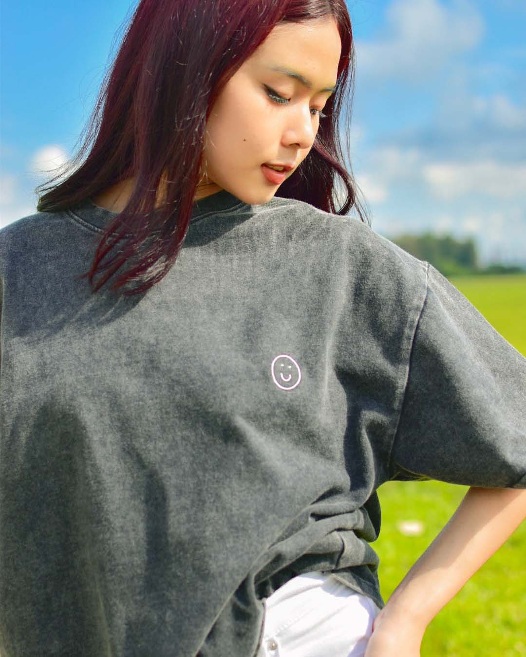 Signature Super Oversized Tee in Acid Wash Ash Grey