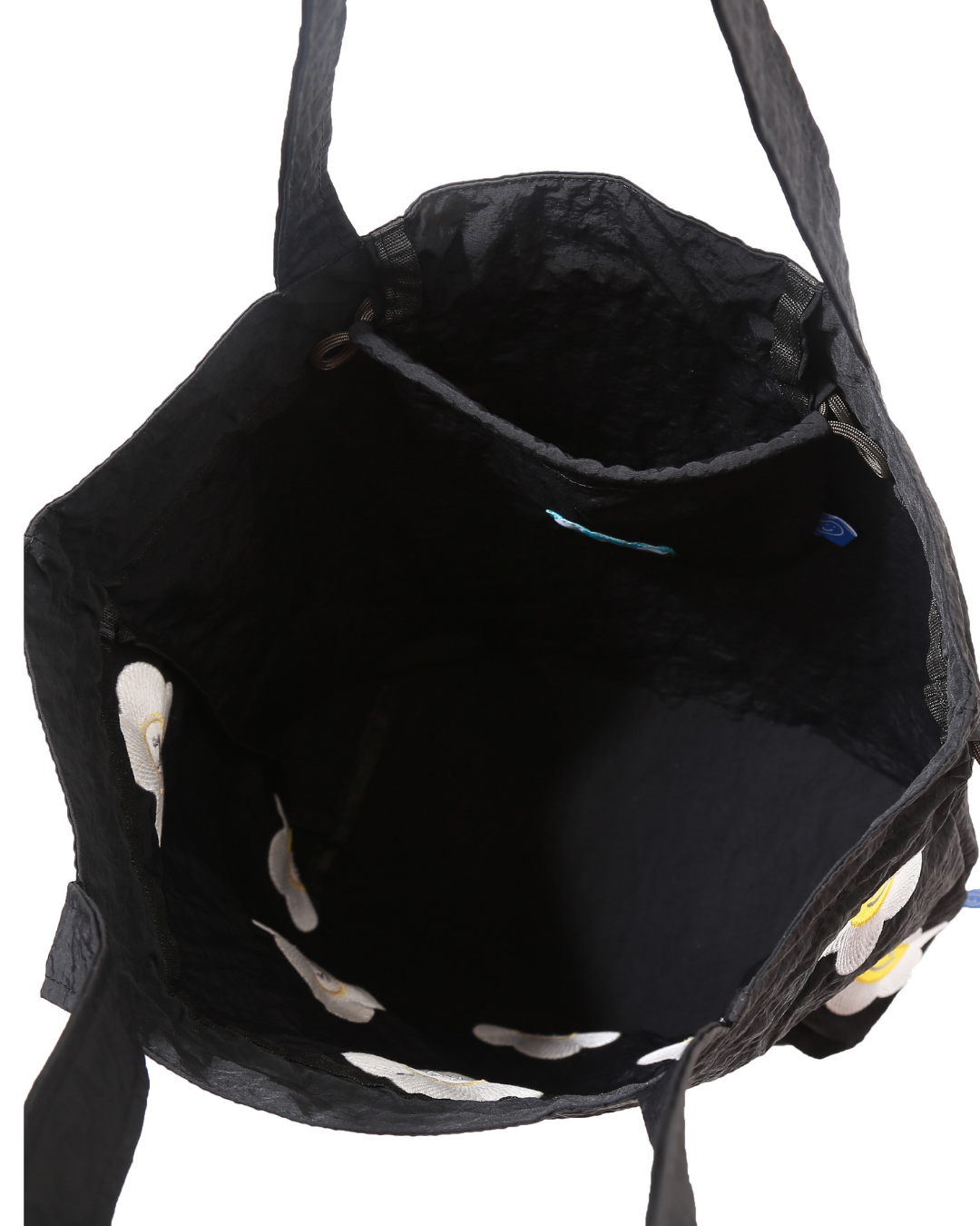 Daisy Embroidery Drawstring Bucket Pouch Totebag