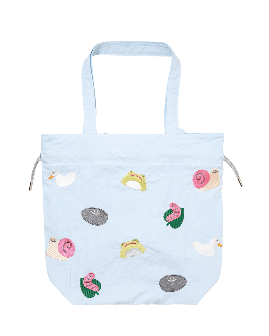Garden Embroidery Drawstring Bucket Pouch Totebag