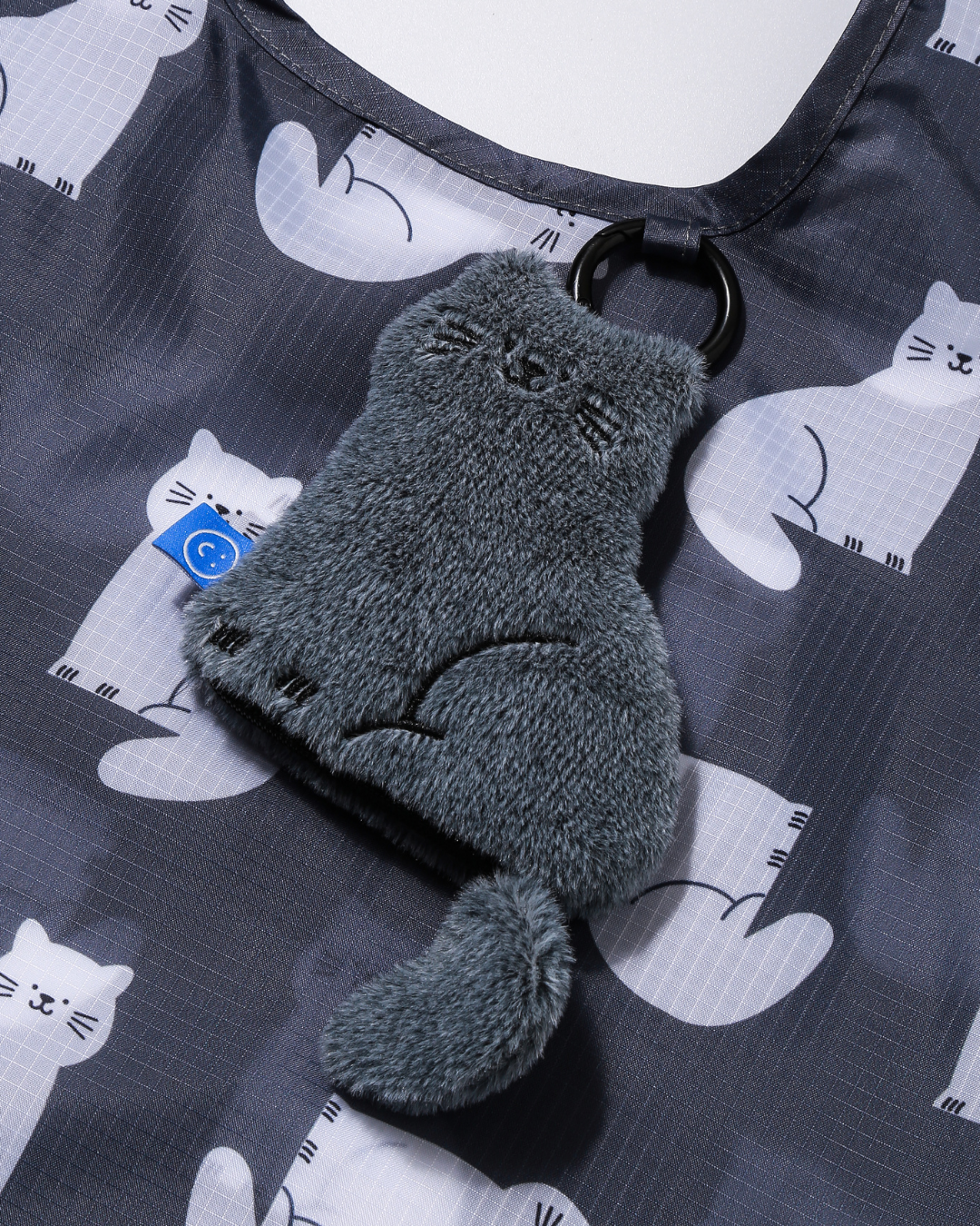 Grey Cat Plushie Reusable Large Bag
