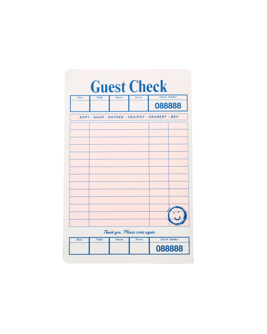 back cover of the A5 Guest Check notebook