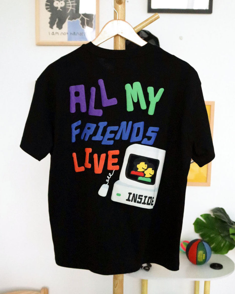 All My Friends Live Inside Oversized Tee In Black