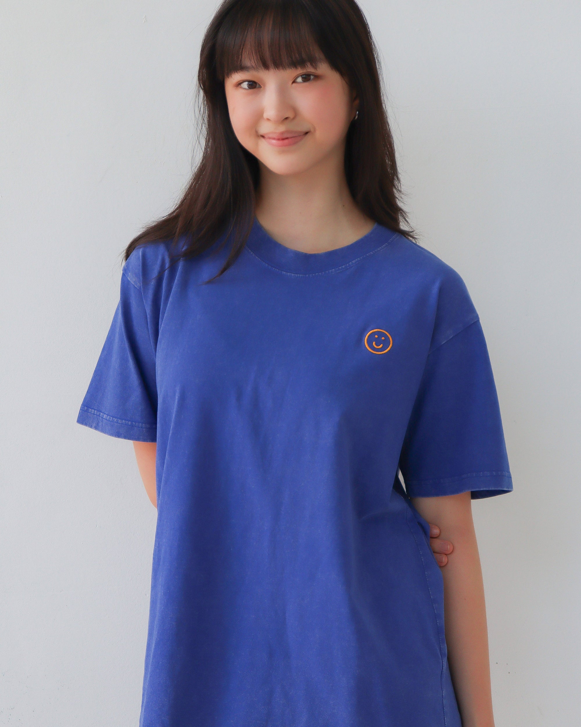 Signature Super Oversized Tee in Acid Wash Blue