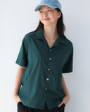 Signature Smiley Short-Sleeve Bedsheet Shirt in Emerald