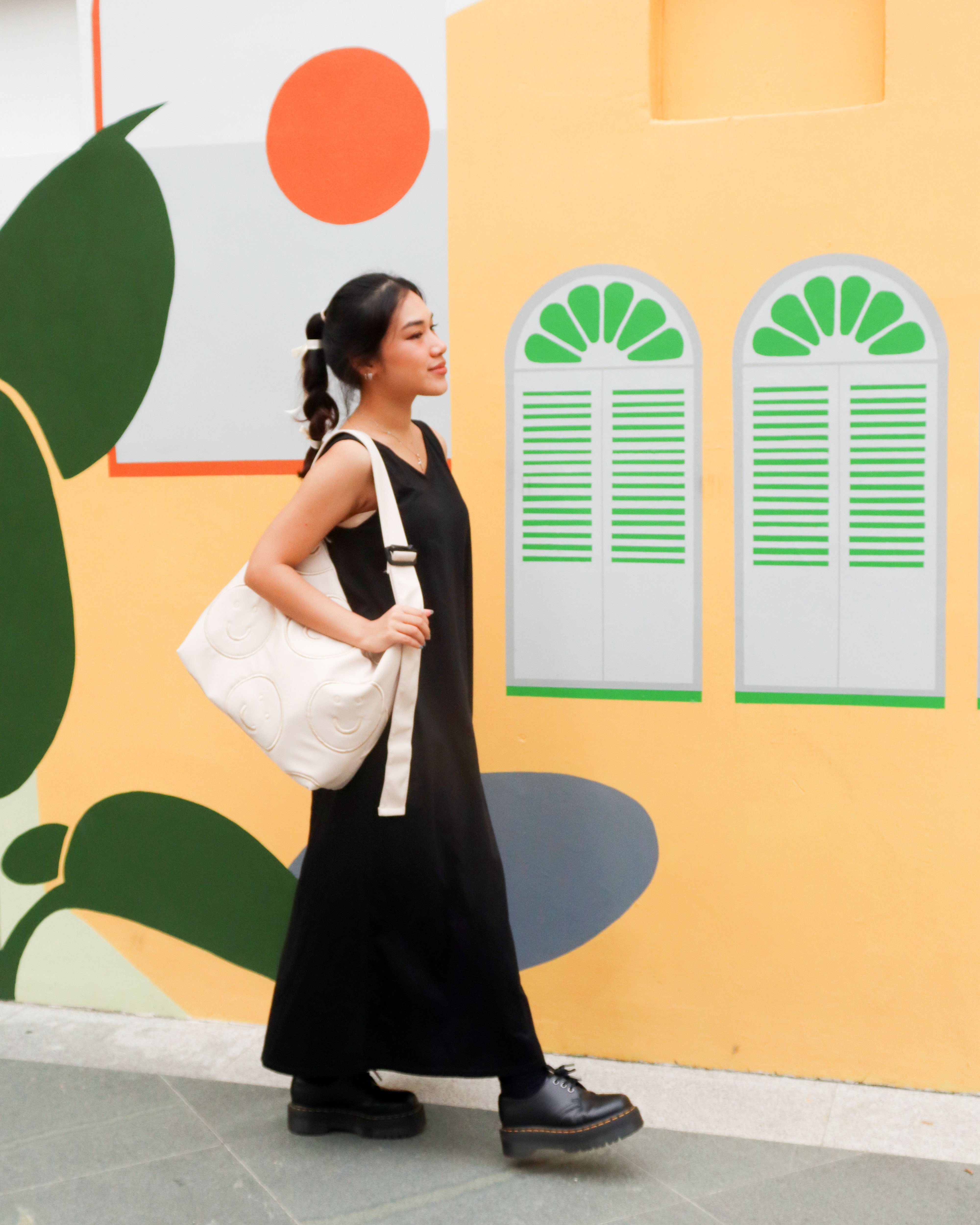 Signature Smiley ZZZ Pillow Sling Bag in Beige