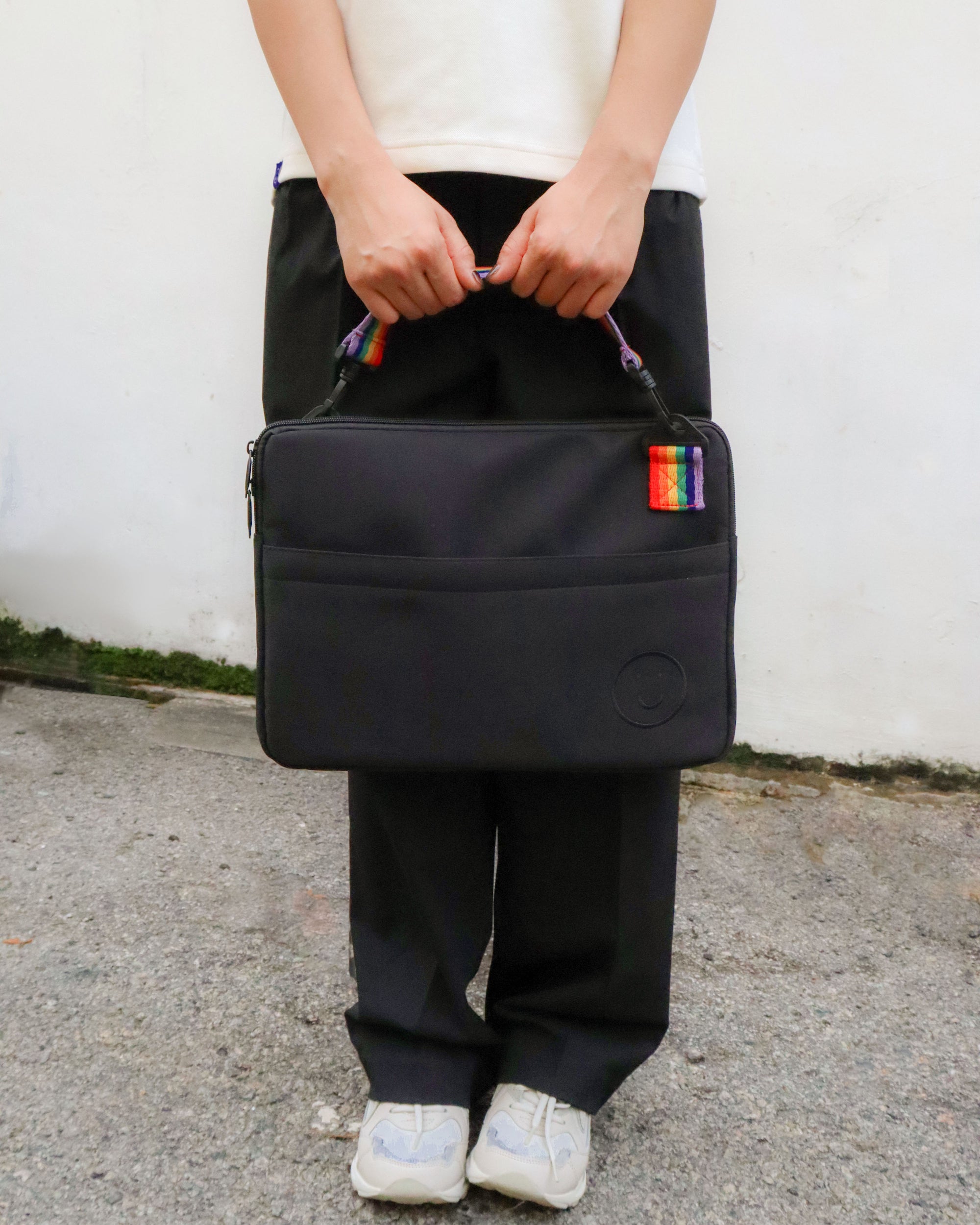 Signature Laptop Bag in Rainbow Black