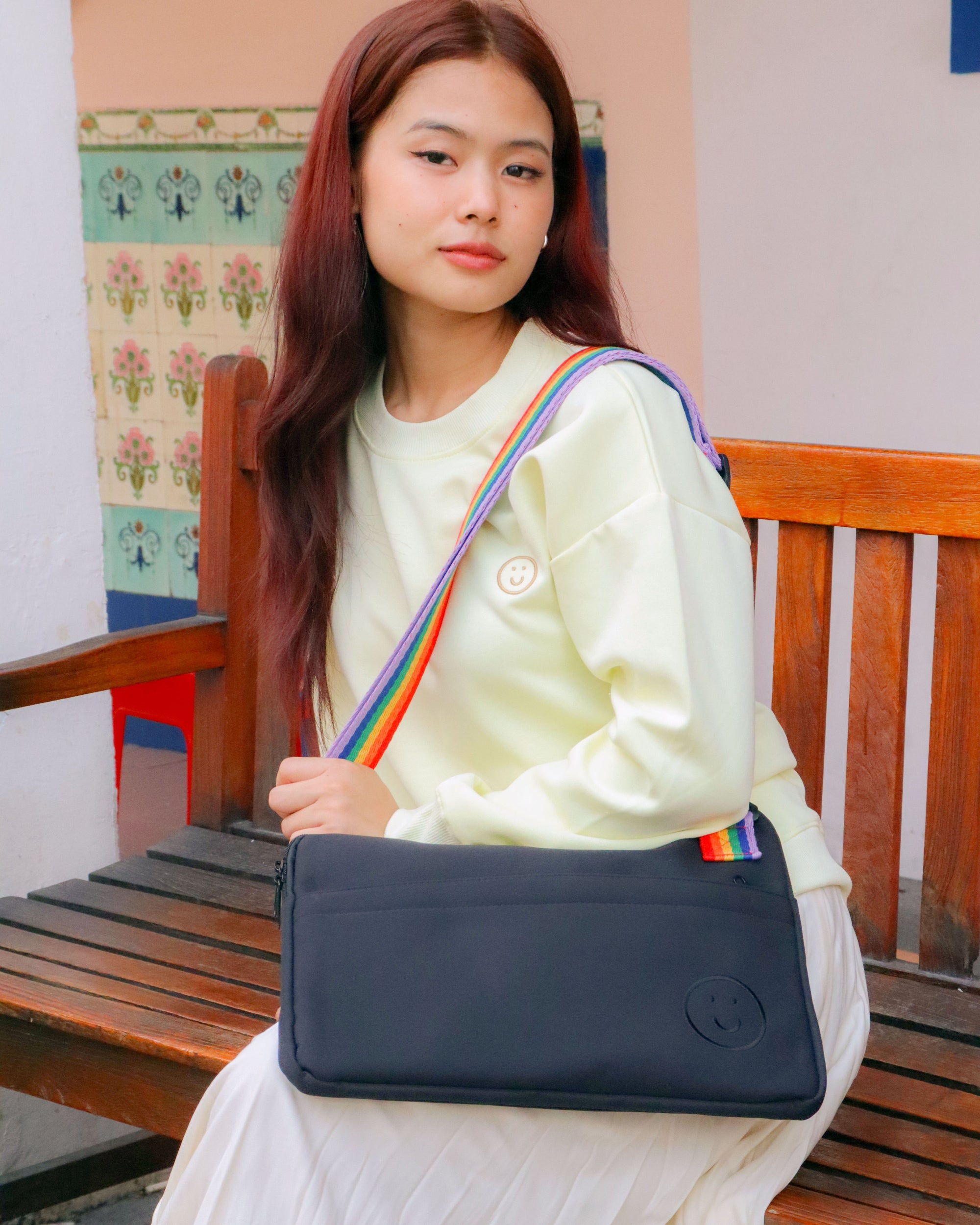 Signature Laptop Bag in Rainbow Black