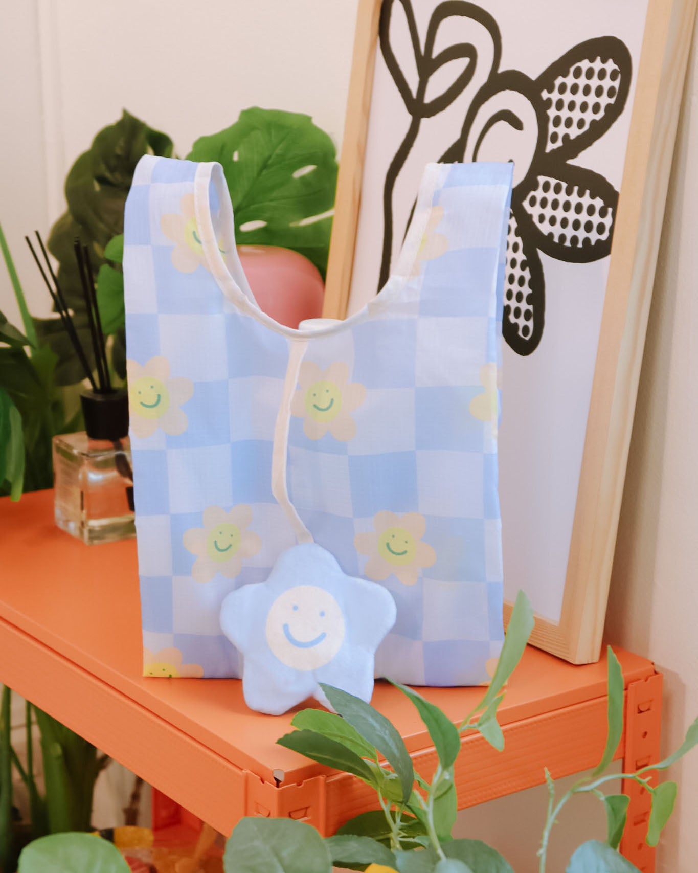 Forget Me Not Flower Plushie Reusable Nylon Bag