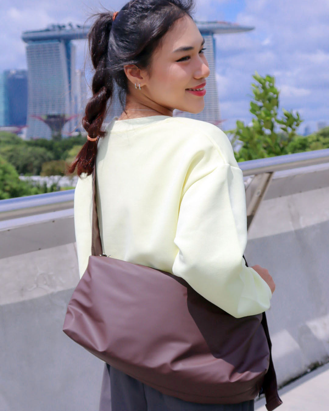 Signature ZZZ Bolster Sling/Shoulder Bag in Matte Brown