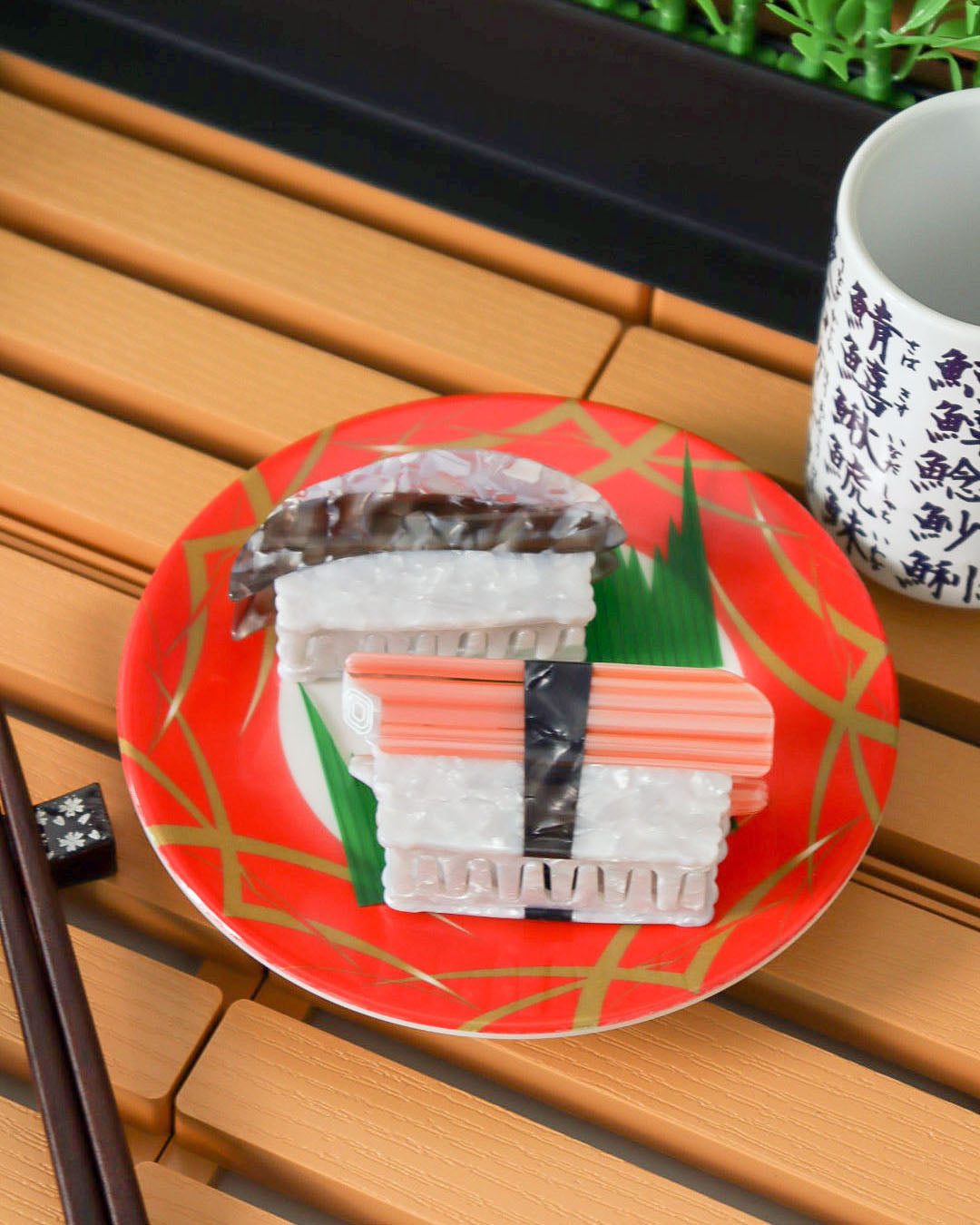 Sushi Hair Claw Clip Duo - Kani (Crabstick) & Saba