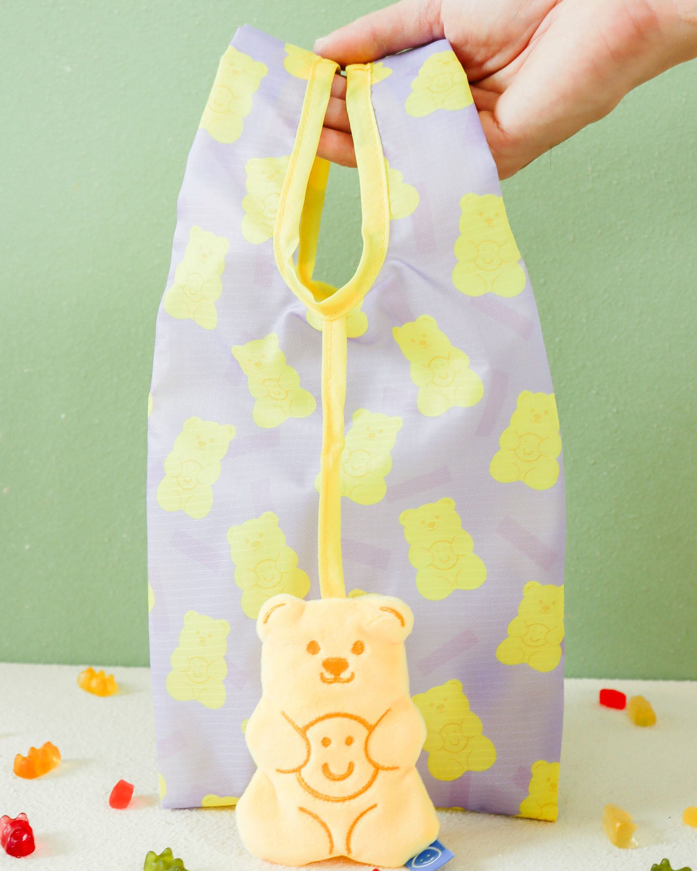 Pineapple Gummy Bear Small Plushie Reusable Nylon Bag