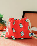 Mahjong Red Drawstring Pouch