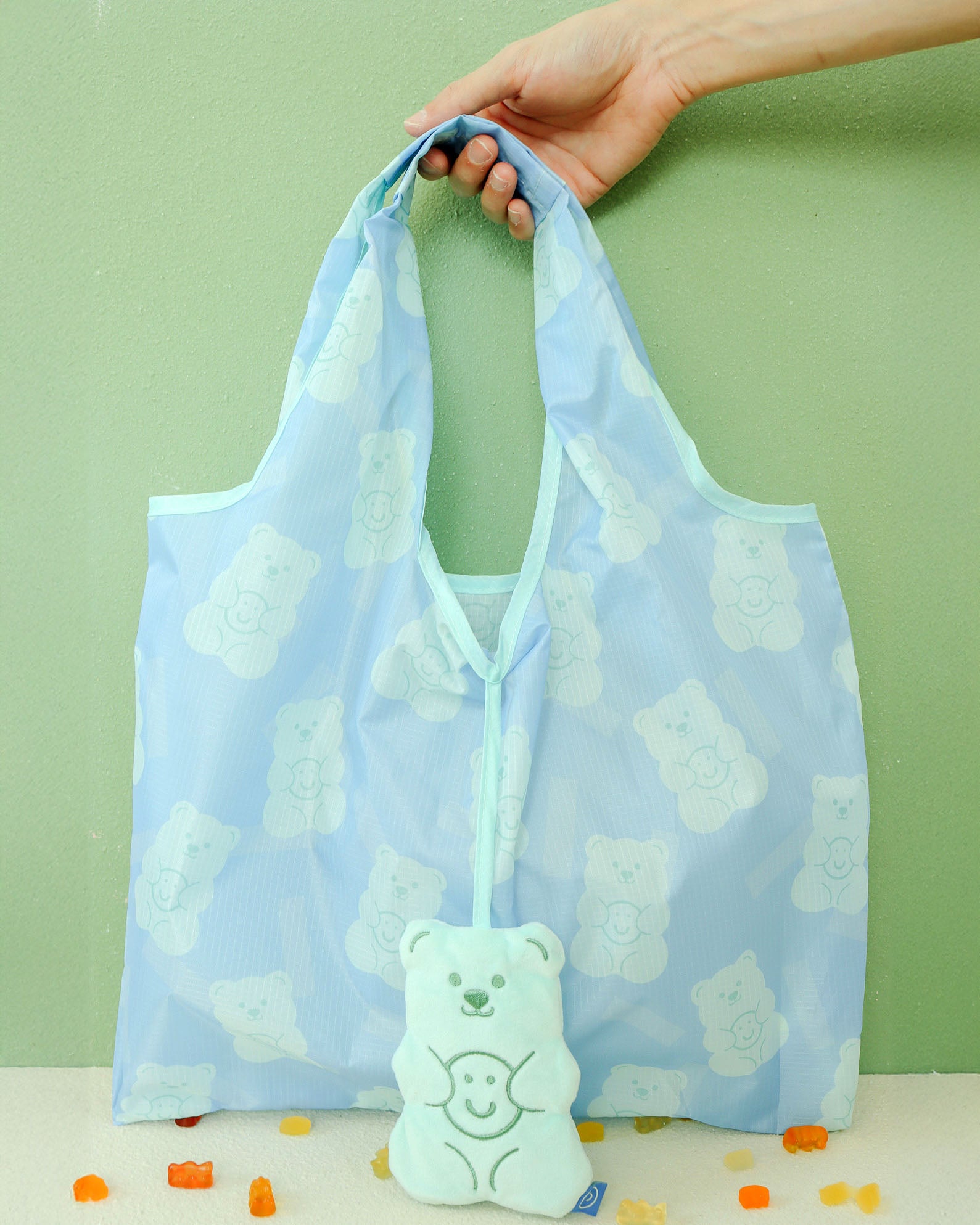 Mint Gummy Bear Big Plushie Reusable Nylon Big Bag