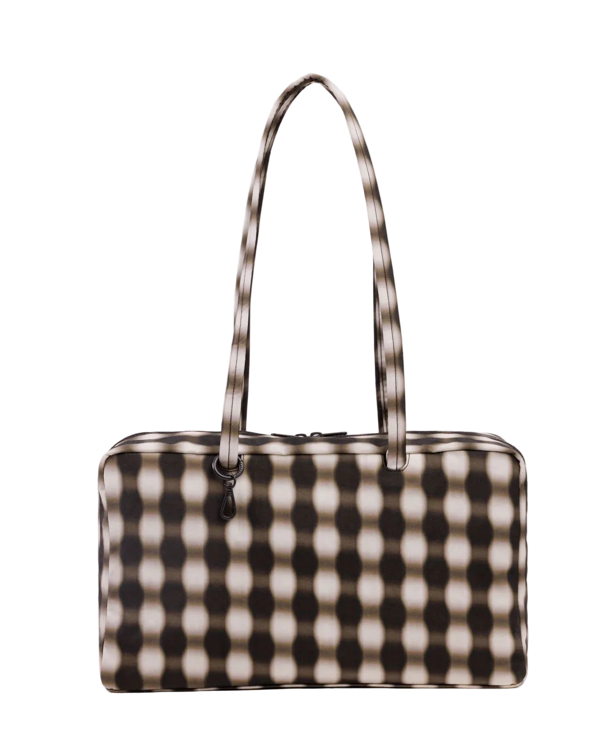 Medium Nylon Bowler Bag - Blurred Gingham Brown