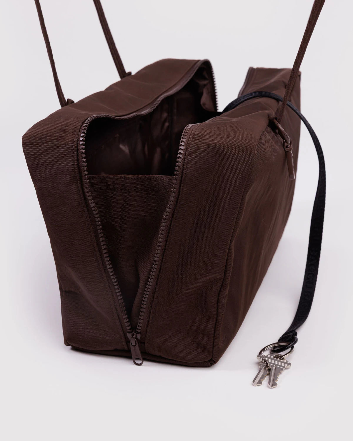Medium Nylon Bowler Bag - Coffee