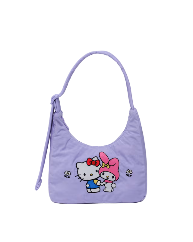 Mini Nylon Shoulder Bag - Embroidered Hello Kitty & My Melody