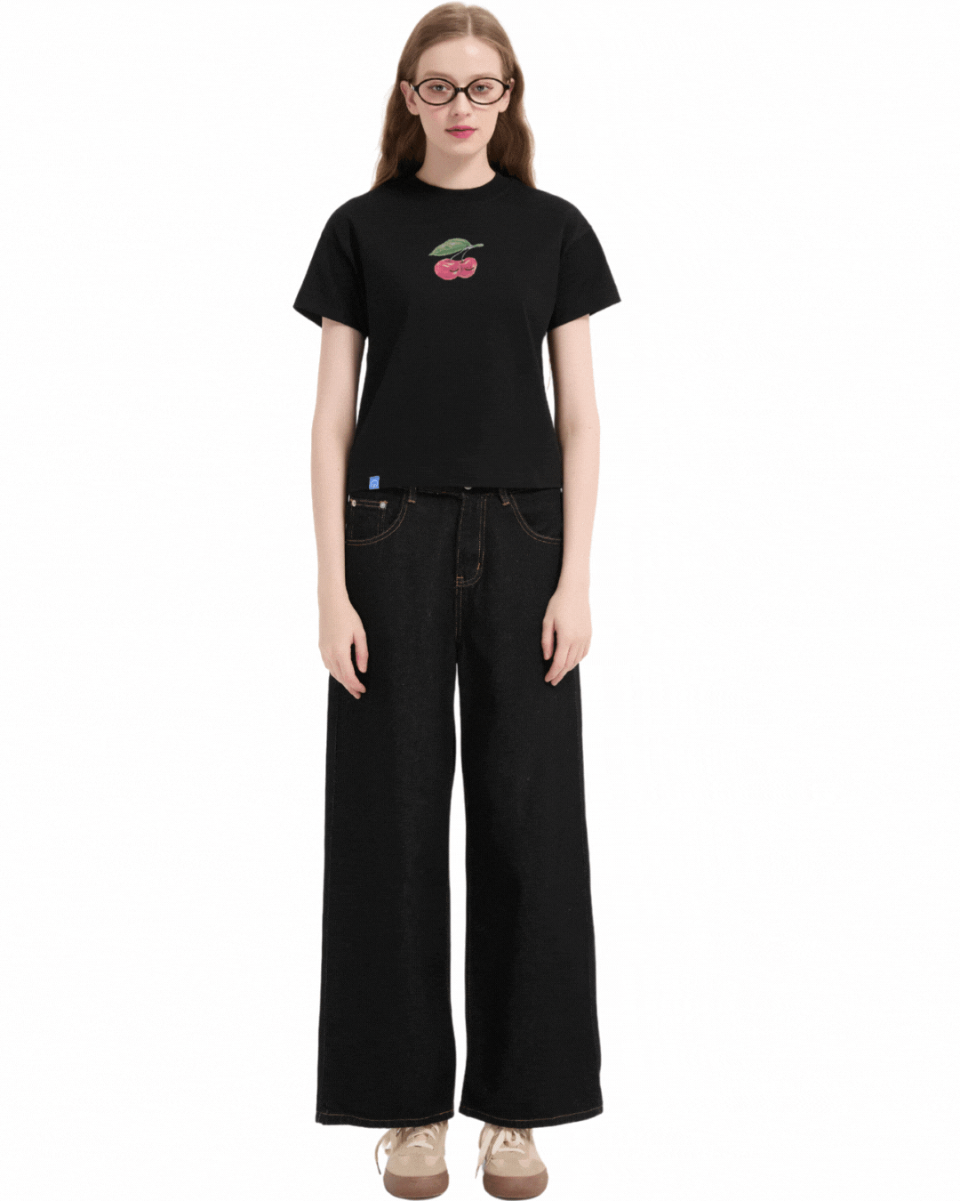 Cherry Baby Tee in Black