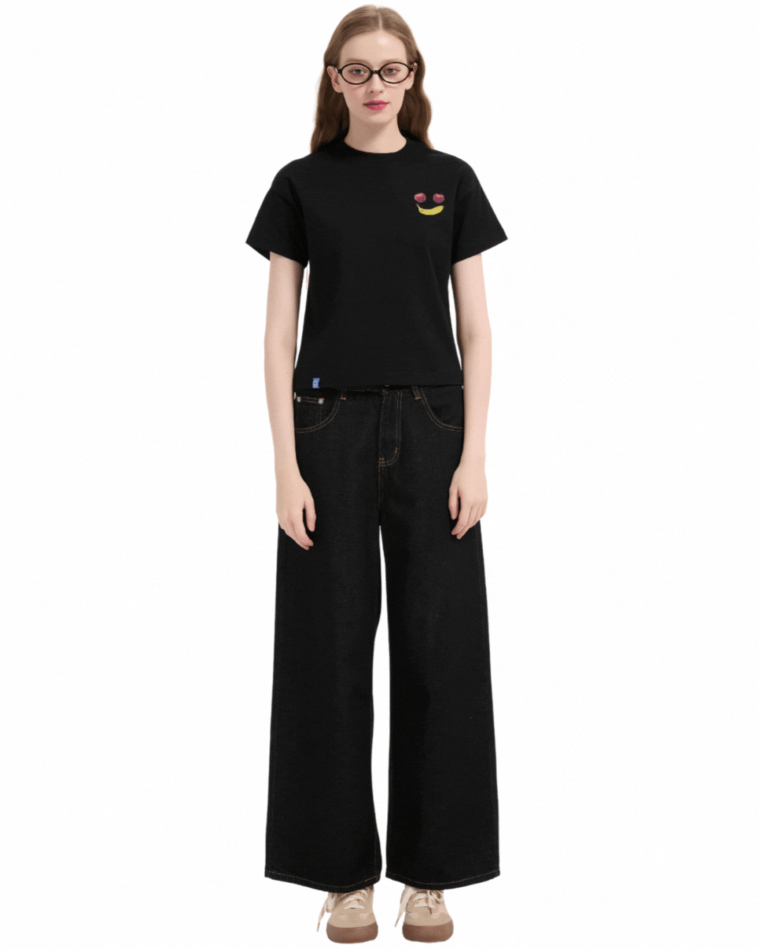 Fruity Portrait Baby Tee in Black