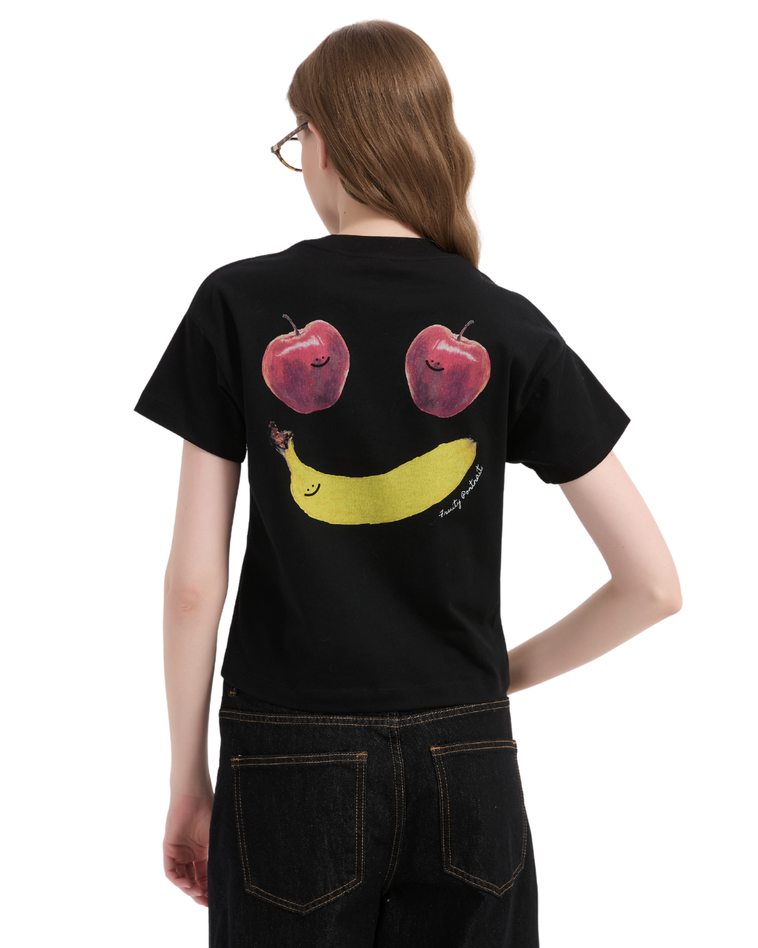 Fruity Portrait Baby Tee in Black