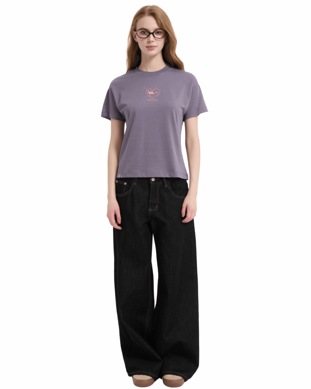 Heart-banero Baby Tee in Dusty Purple