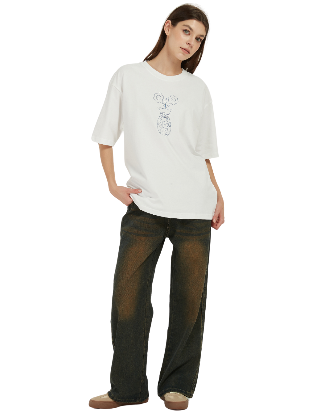 Mediterranean Vase Oversized Tee In White