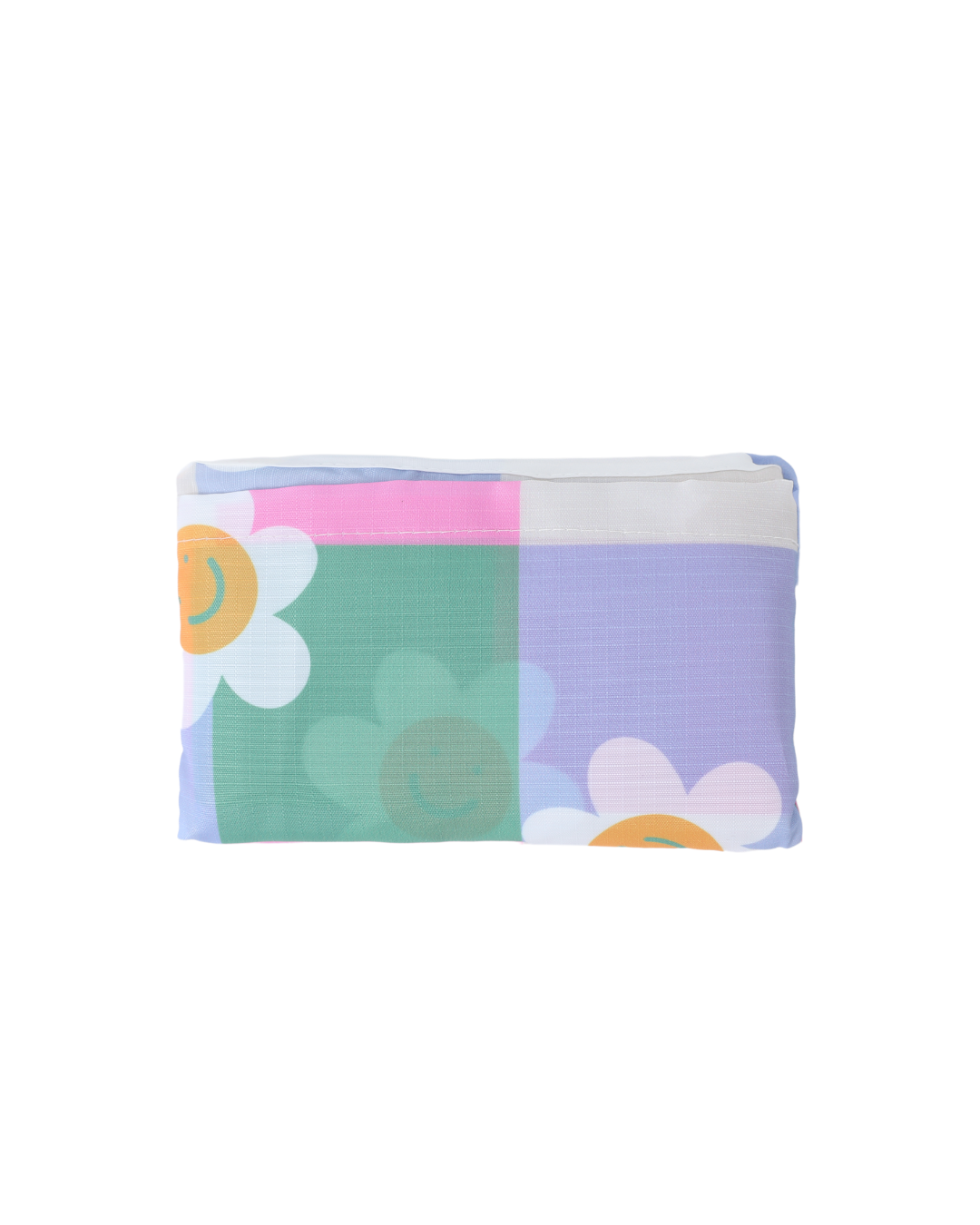 Pastel Checkered Flower Reusable Nylon Bag