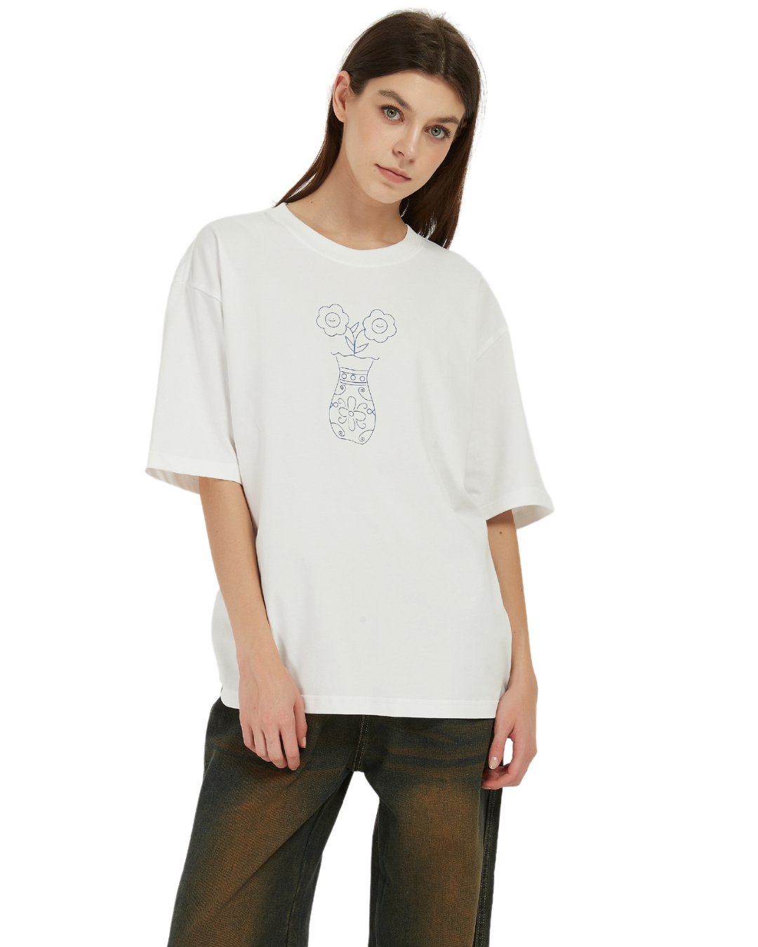 Mediterranean Vase Oversized Tee In White