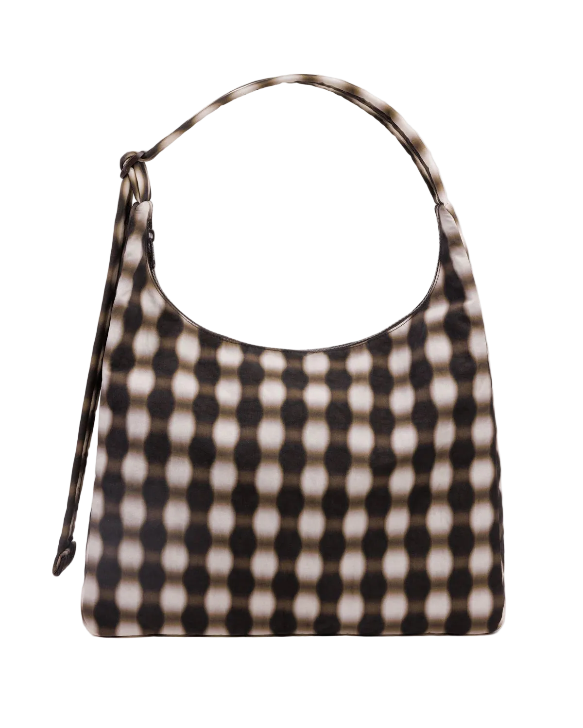 Nylon Shoulder Bag - Blurred Gingham Brown
