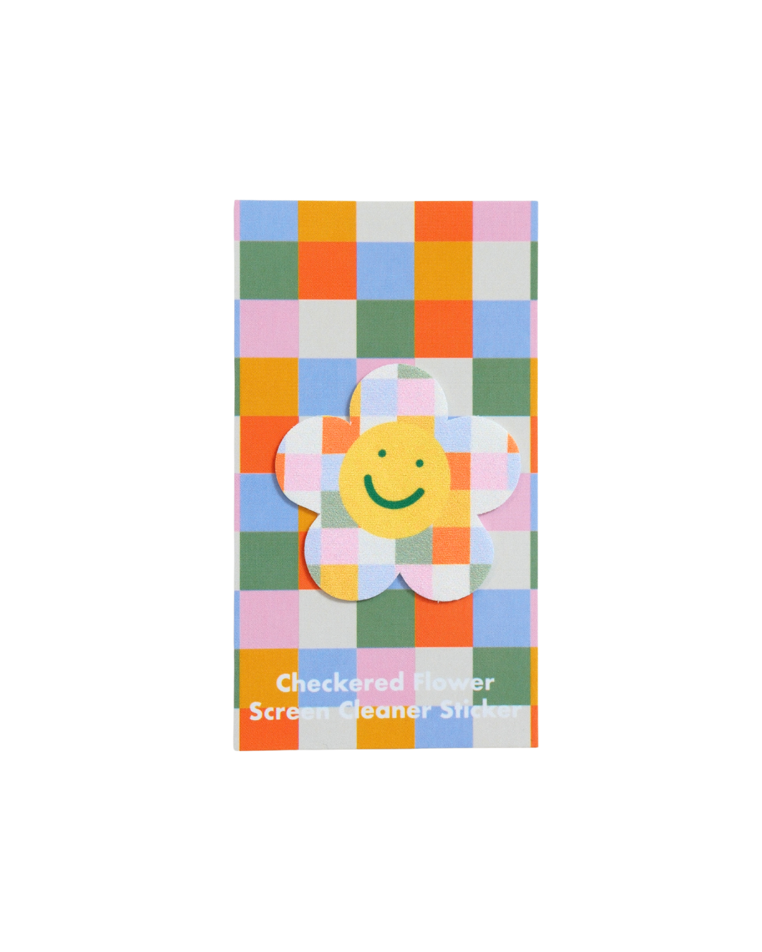 Checkered Flower Screen Cleaner Sticker