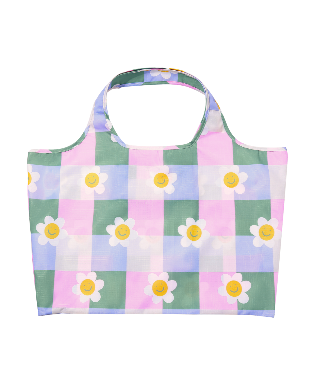 Pastel Checkered Flower Mega Reusable Nylon Bag – Sidersonline
