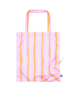 Pink Striped Cornerstash Tote Bag