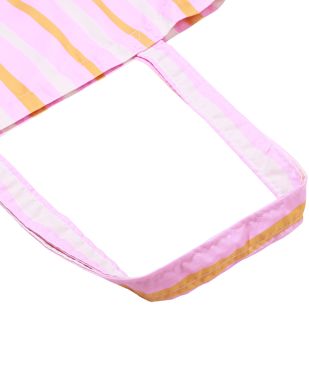 Pink Striped Cornerstash Tote Bag