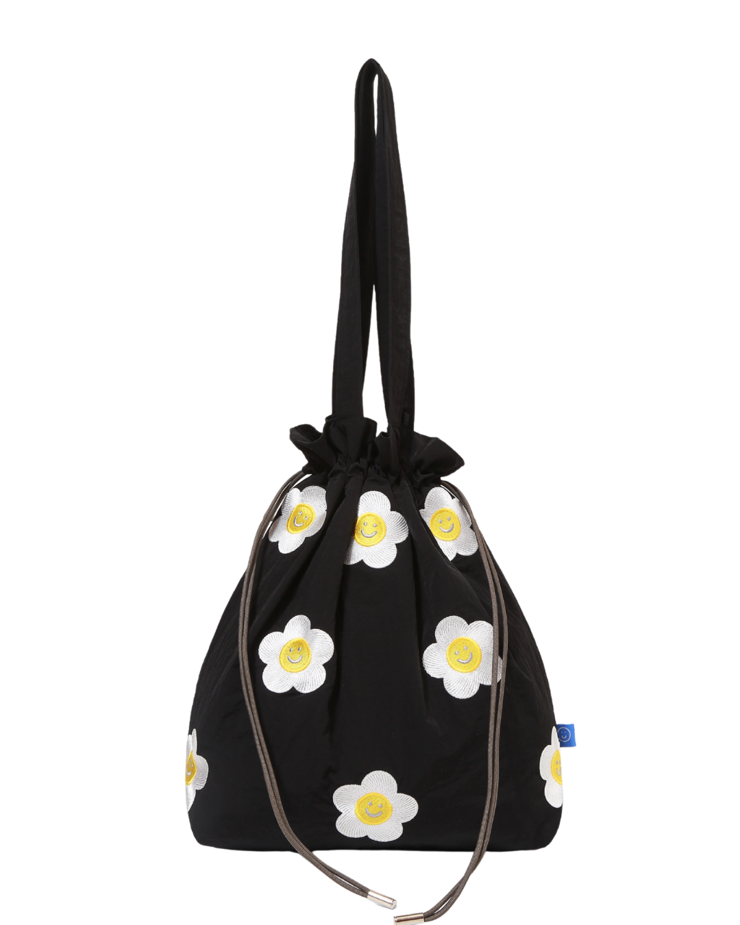 Daisy Embroidery Drawstring Bucket Pouch Totebag