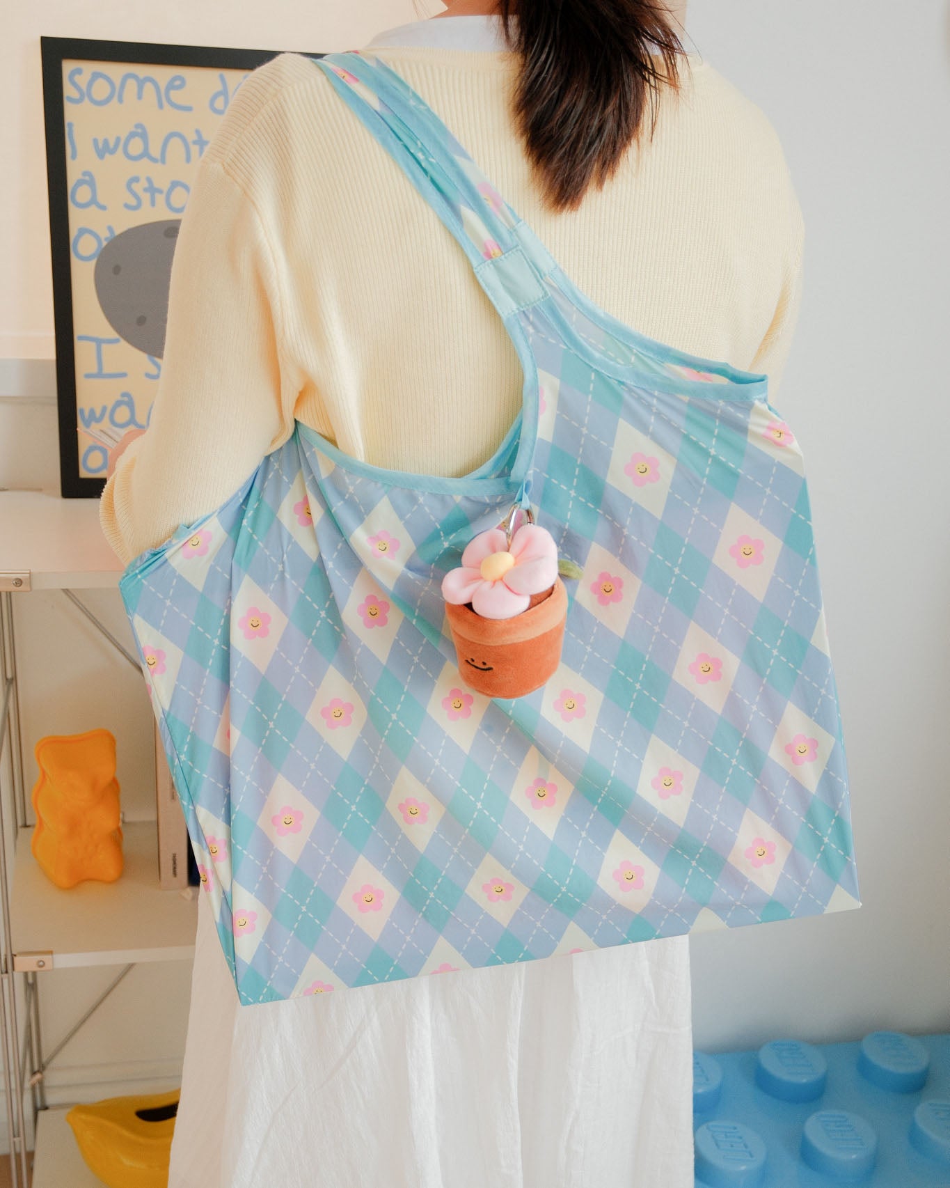 Potted Peach Blossom Plant Plushie Reusable XL Bag