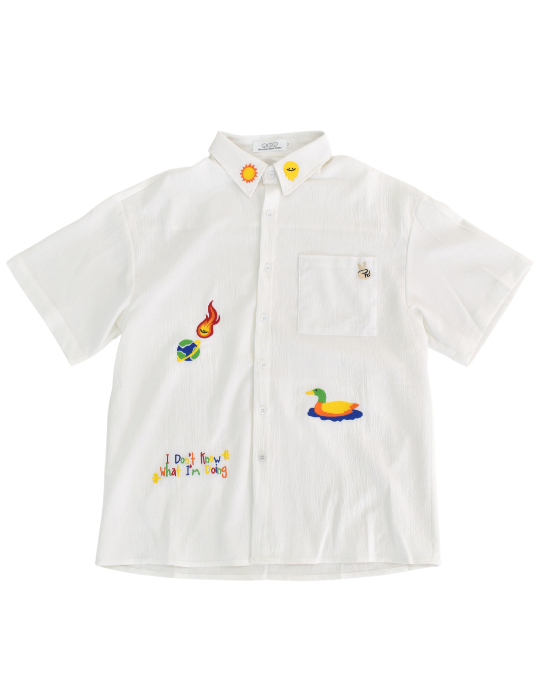 Welcome Online Embroidery Short Sleeve Shirt in White