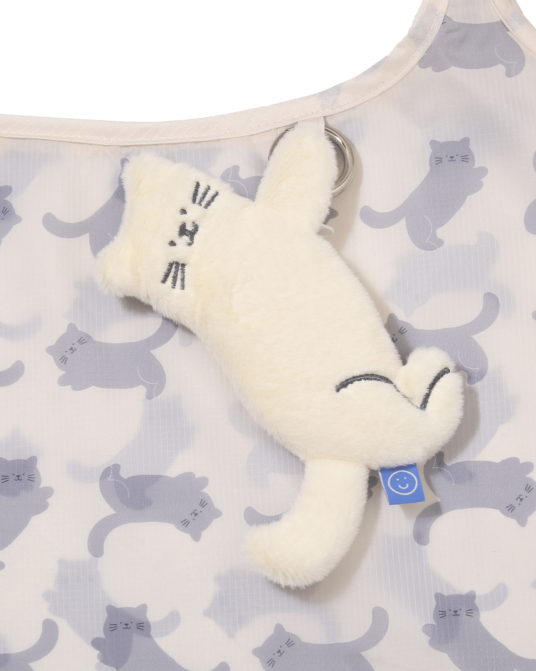Hang In There White Cat Plushie Reusable Bag XL