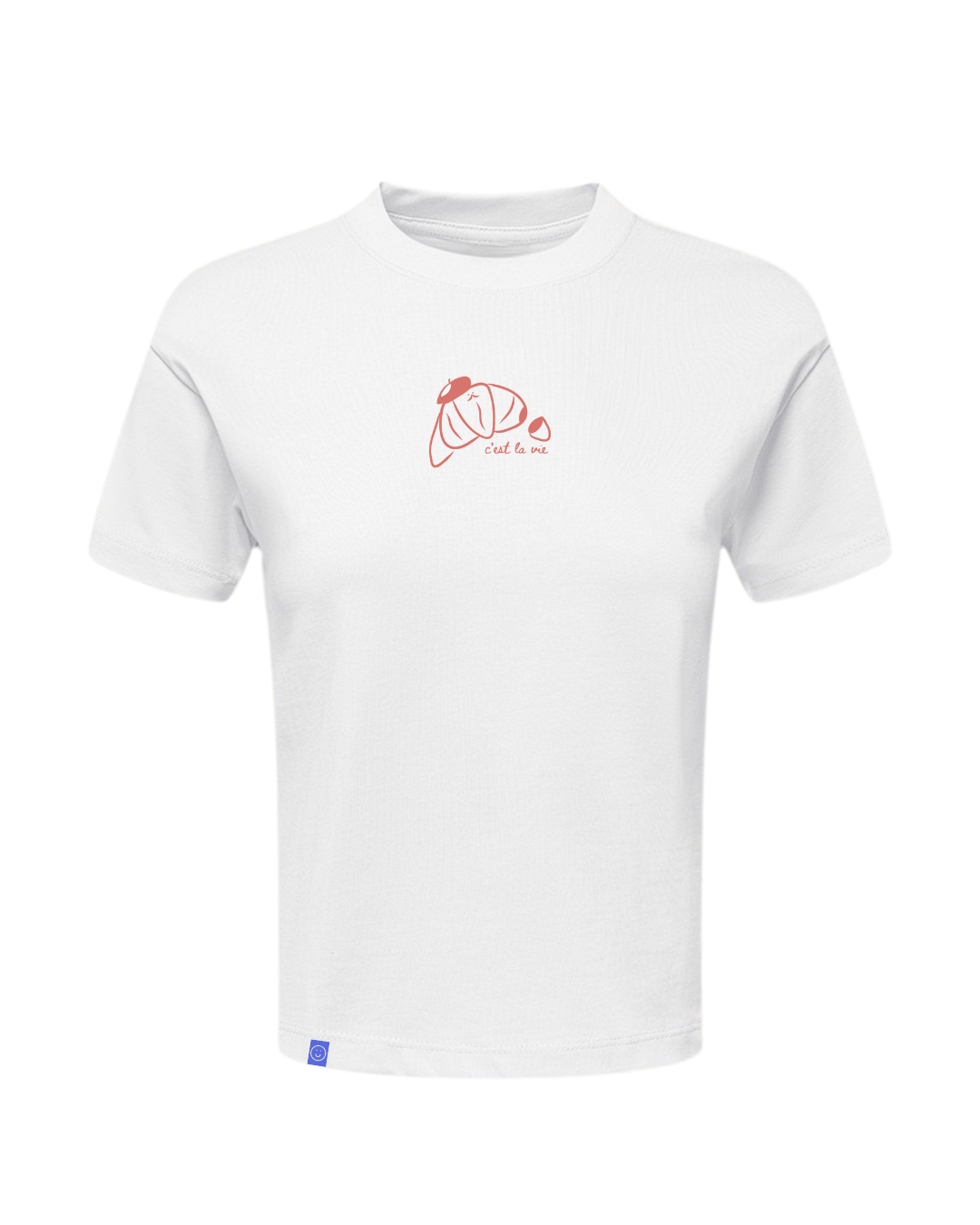 tee mockup picture of cest la vie baby tee in white
