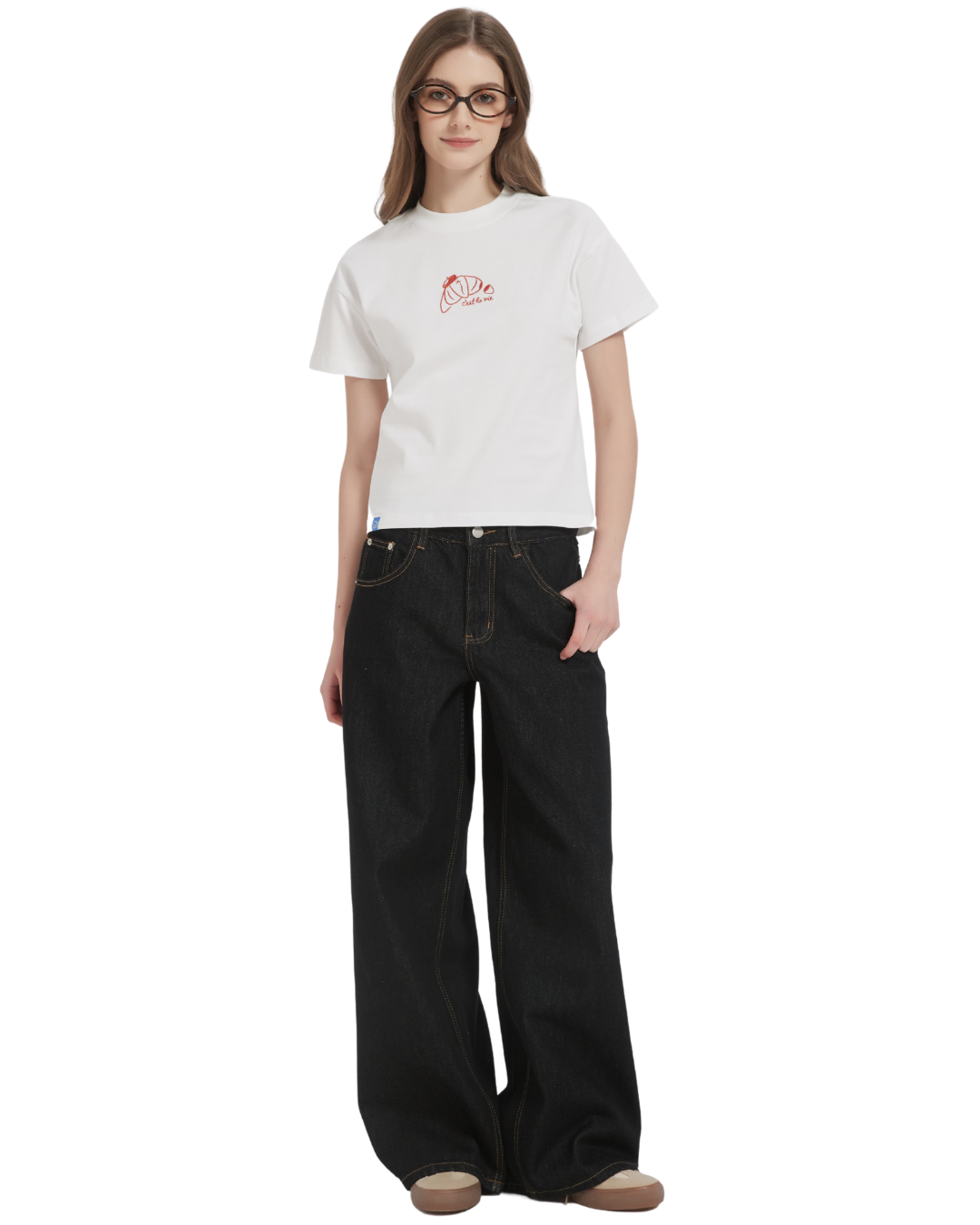 full look of the tee as shown on a model