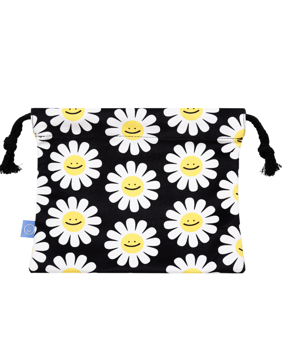 Black Daisy Drawstring Pouch