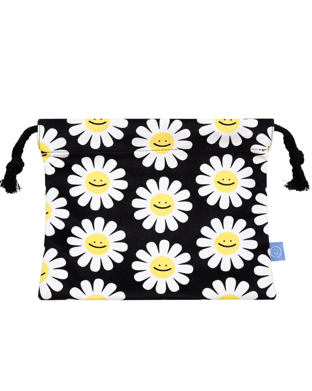Black Daisy Drawstring Pouch