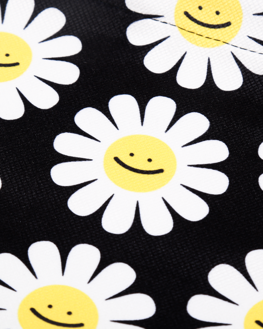 Black Daisy Drawstring Pouch