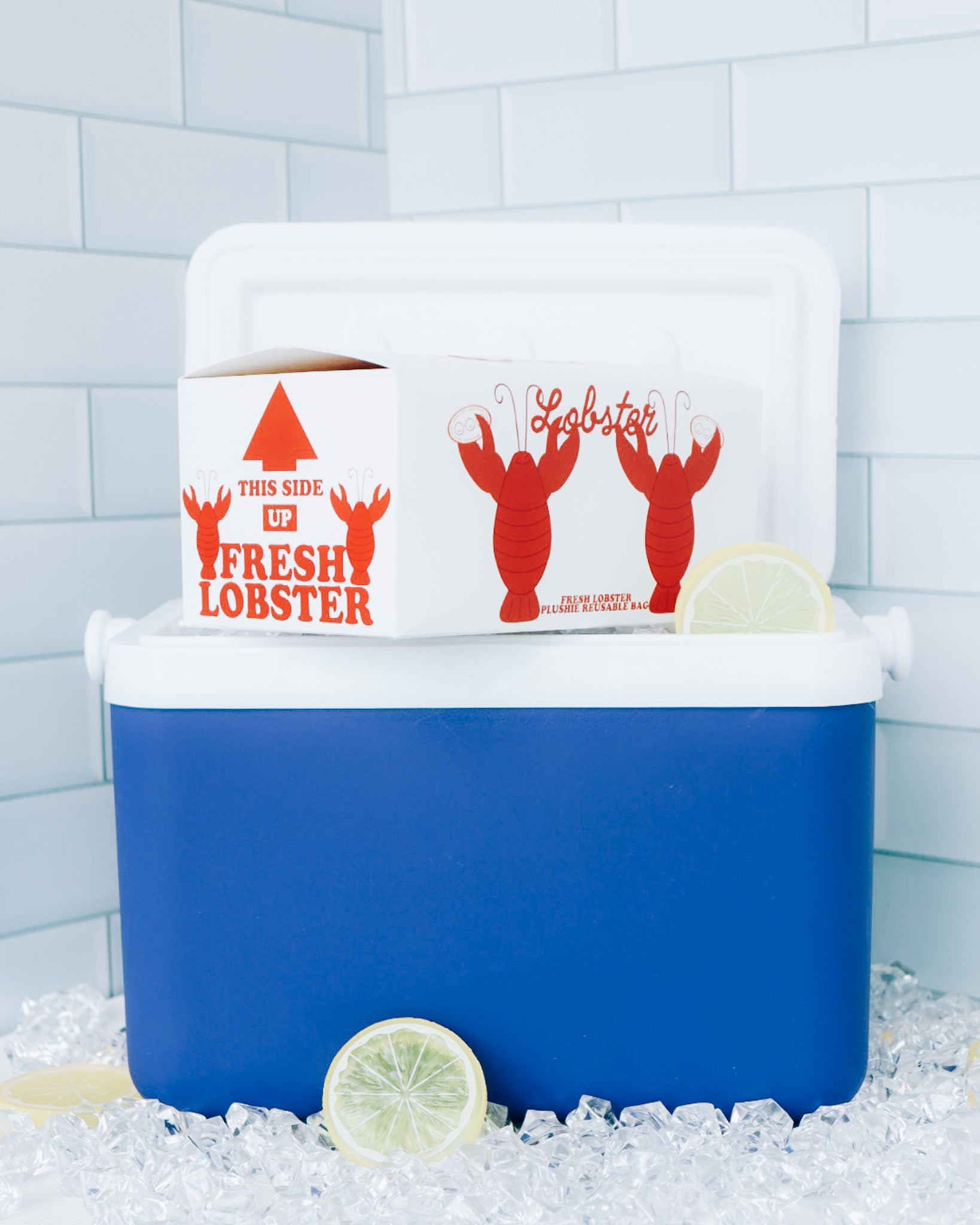 fresh lobster from ice container