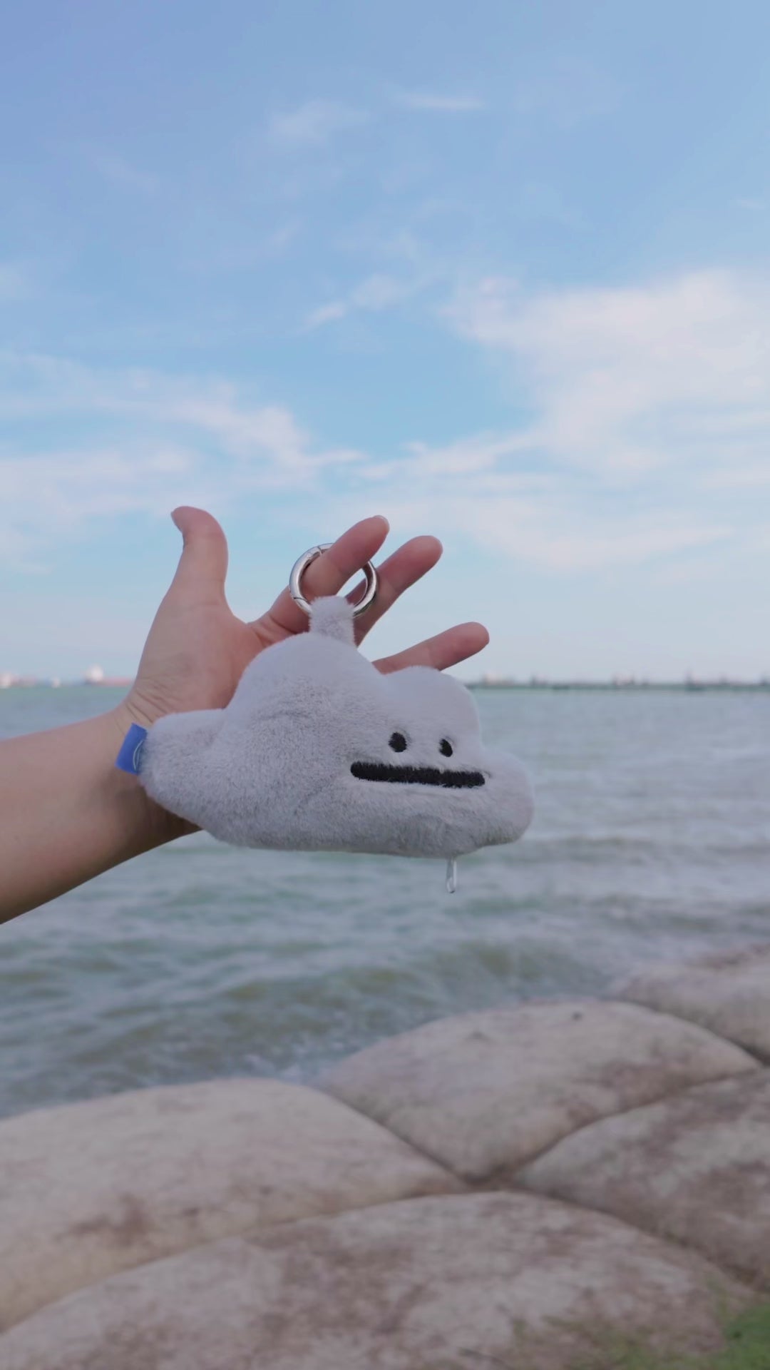 video of grey cloud plushie