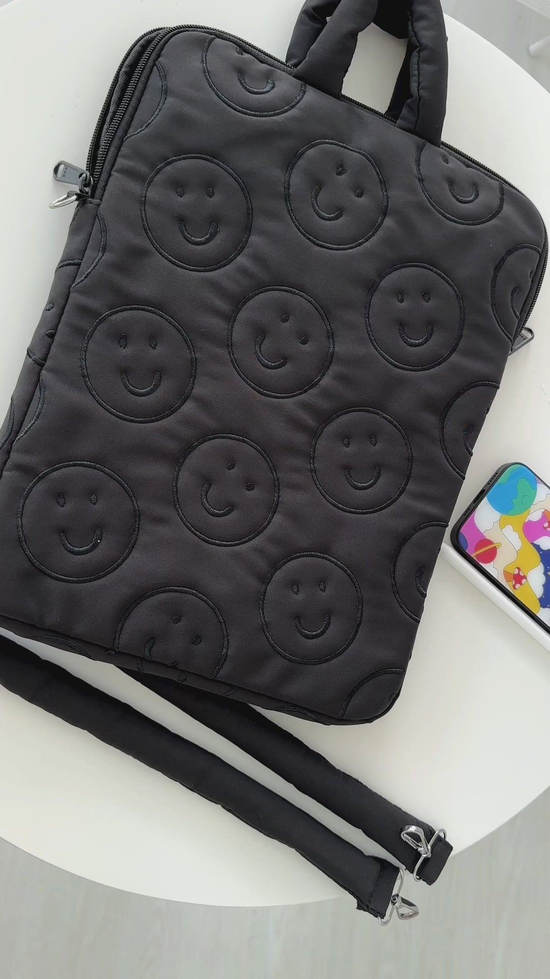 Signature Smiley Monogram Laptop Bag