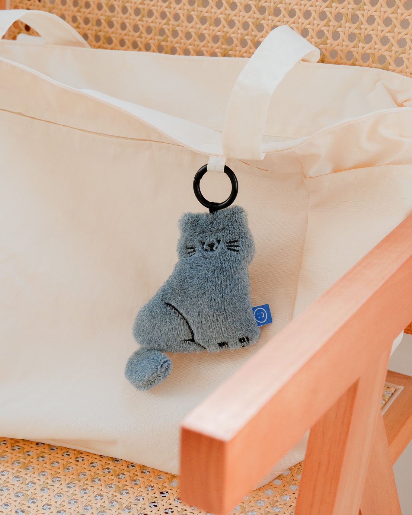 Grey Cat Plushie Reusable Large Bag