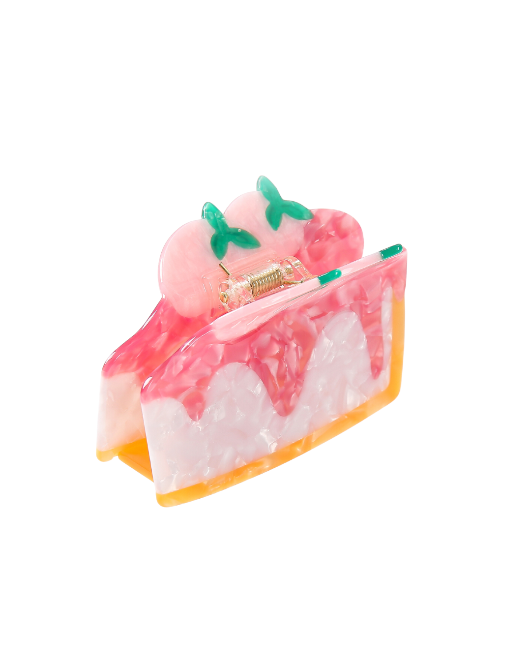 product photography of the strawberry cheesecake claw clip