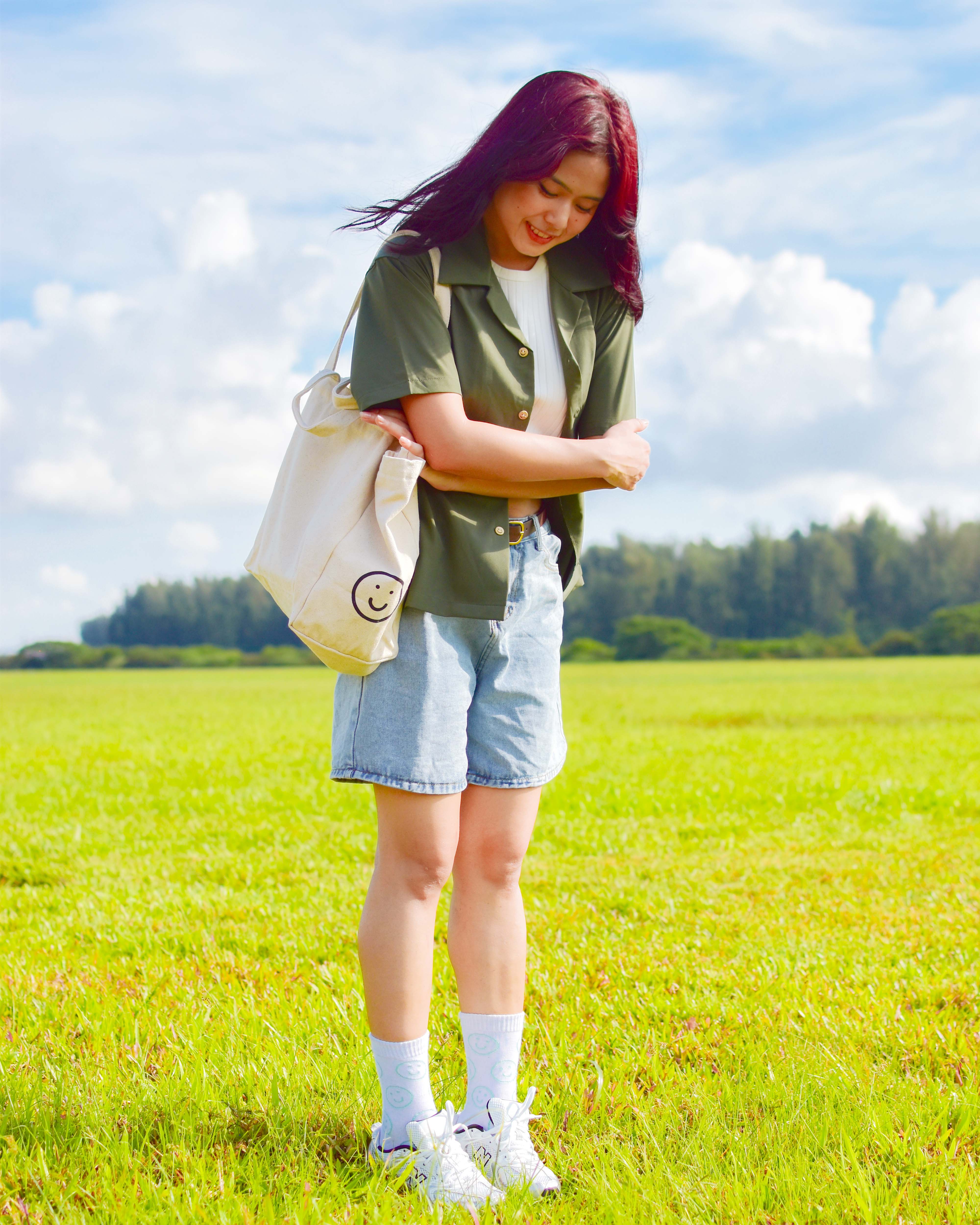 Signature Smiley Short-Sleeve Shirt in Olive