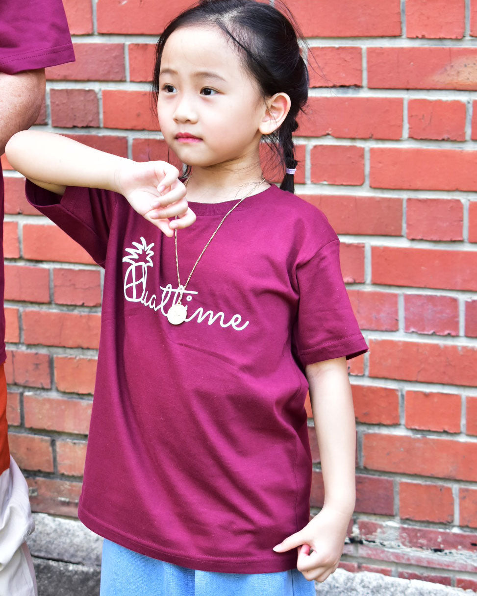 Huat Time Tee in Maroon - Kids