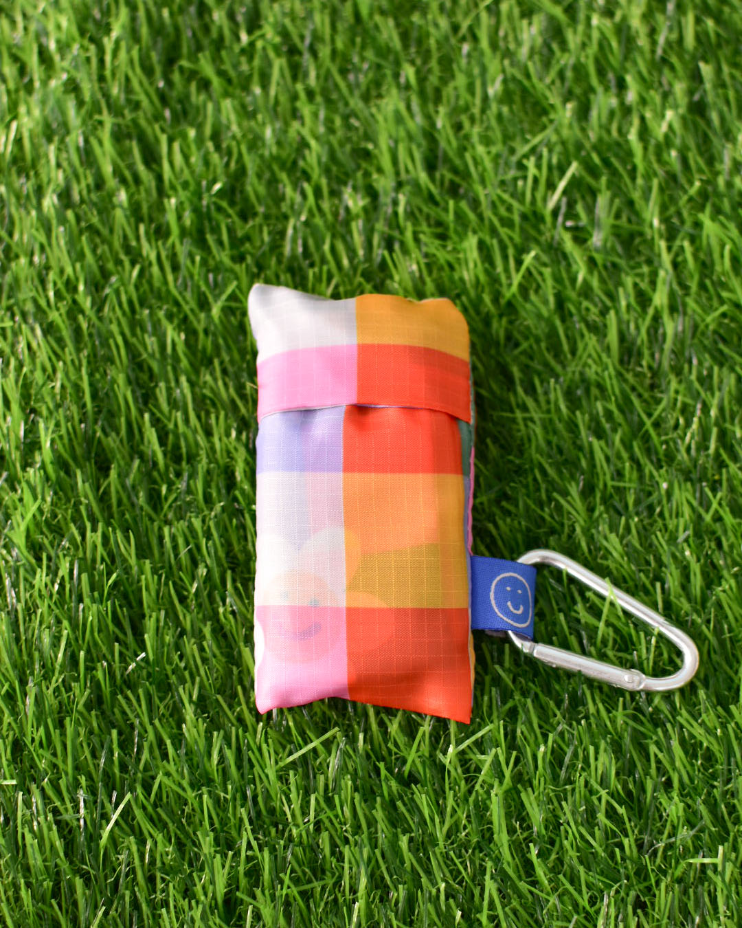 Checkered Flower Mini Reusable Nylon Bag