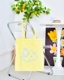 Duck Bird Canvas Book Tote Bag in Light Yellow
